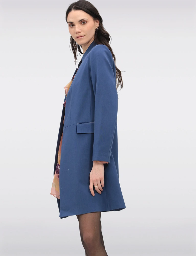 Sleek Open-Front Straight Cut Lined Blazer with Front Flap Pockets by Saki