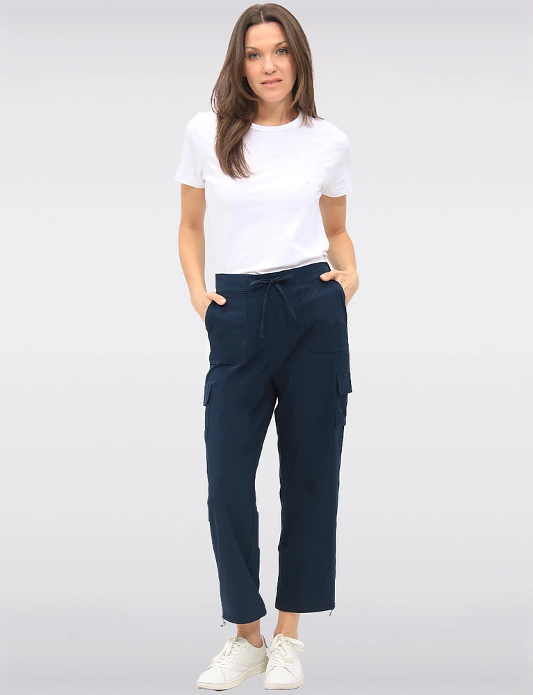 Lightweight Tummy Control RapiDry Tech Drawstring Cuffs Cargo Pant by Point Zero