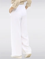 Vegan Lightweight Cotton Wide-Leg Pants with Adjustable Drawstring by Point Zero