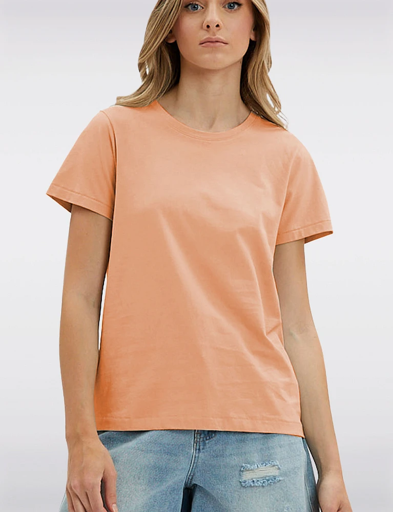 Vegan Solid Basic Cotton Short Sleeve Crew Neck T-shirt by Point Zero