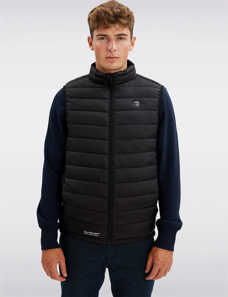 Black Ultralight Windproof & Water-Resistant Quilted Puffer Vest by Point Zero