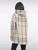Reversible Classic Red & Black Plaid Print Pleated Hood Raincoat by UBU