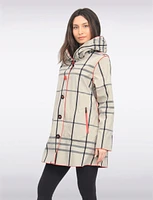 Reversible Classic Red & Black Plaid Print Pleated Hood Raincoat by UBU