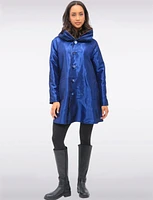 Reversible Abstract & Venice Print Button Front Pleated Hood Raincoat by UBU