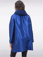 Reversible Abstract & Venice Print Button Front Pleated Hood Raincoat by UBU