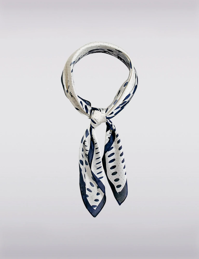 Sophisticated Silk-Finish Square Scarf with Geometric Design