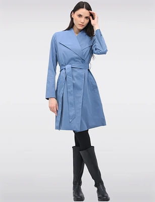 Large Lapel & Luxurious Shawl Collar Long Trench Coat by Ellen Tracy