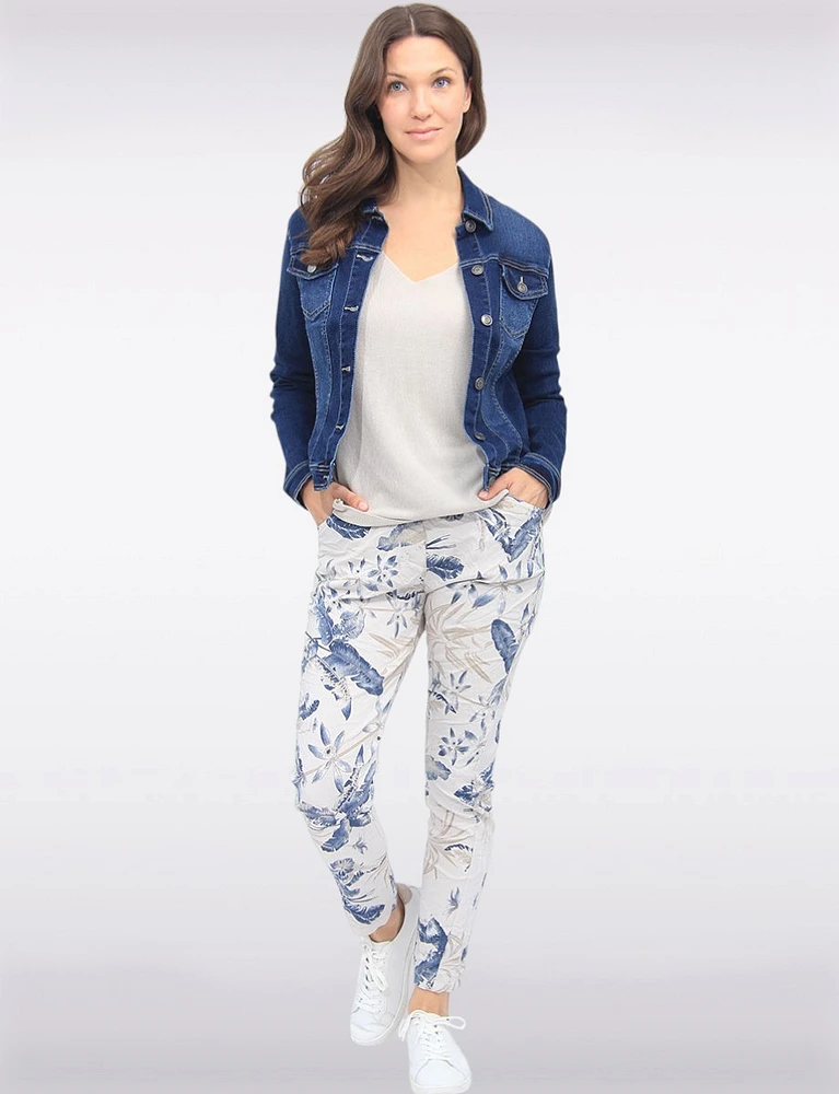 Modern Stretch Cotton Dark Indigo Denim Wash Jean Jacket by Baccini