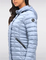 Vegan Zip-off Hood Lightweight Long Quilted Puffer Jacket by Saki