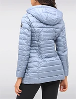 Vegan Zip-off Hood Lightweight Long Quilted Puffer Jacket by Saki