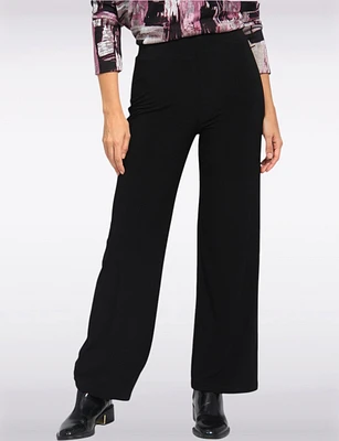 Black High-Rise Loose Fit Wide-Leg Stretch Palazzo Pants by Amani Couture