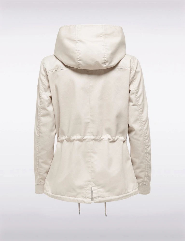 Recycled Cotton Blend Adjustable Drawstring Waist Hood Lightweight Coat by ONLY