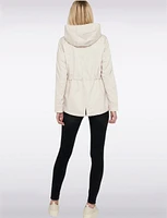 Recycled Cotton Blend Adjustable Drawstring Waist Hood Lightweight Coat by ONLY