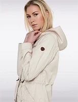 Recycled Cotton Blend Adjustable Drawstring Waist Hood Lightweight Coat by ONLY