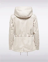Recycled Cotton Blend Adjustable Drawstring Waist Hood Lightweight Coat by ONLY
