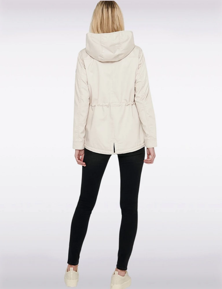 Recycled Cotton Blend Adjustable Drawstring Waist Hood Lightweight Coat by ONLY