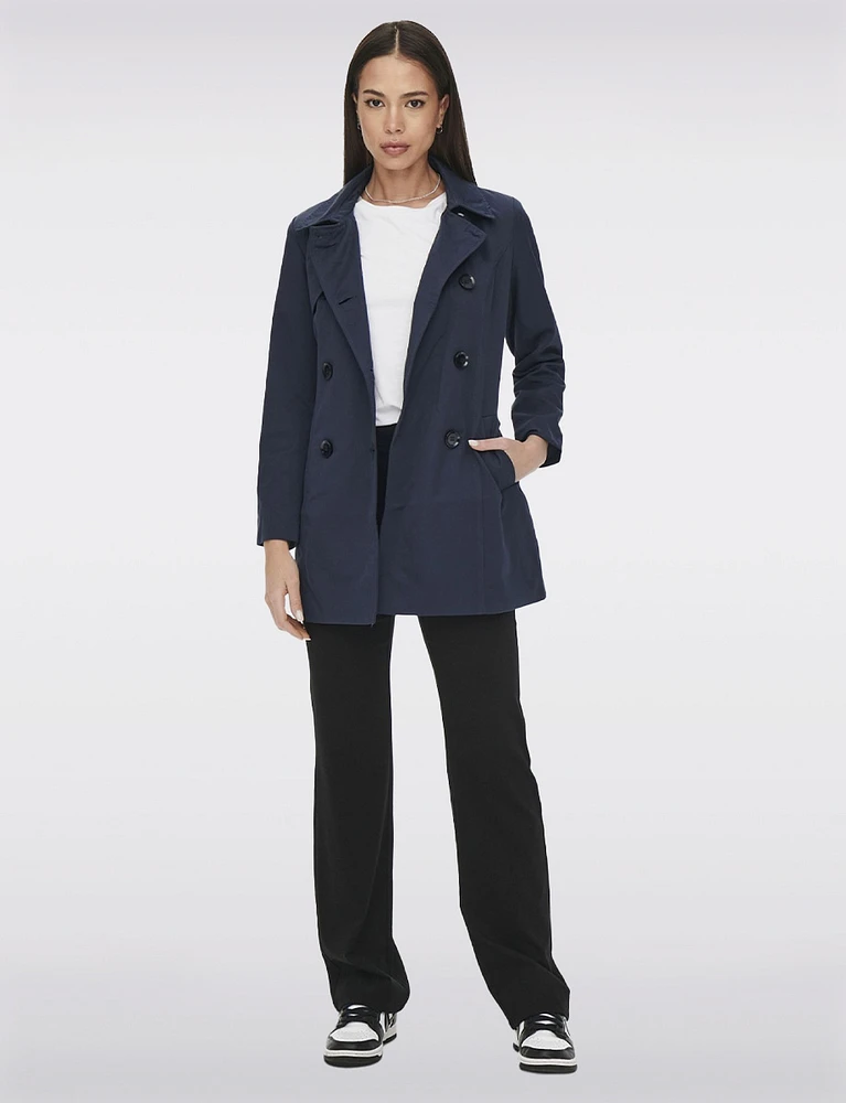 Classic Belted Double-Breasted Short Trench Coat by ONLY