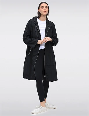 Chic Lightweight Hooded Long Oversized Windshell Jacket by Froccella
