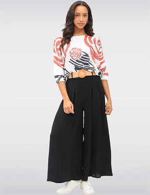 Boatneck Dolman Sleeve Knit Top with Elegant Lady Design by Froccella