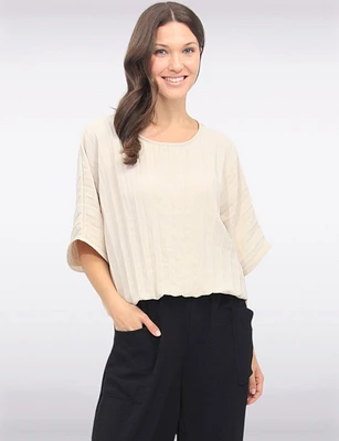 Chic Pleated Short-Sleeve Dolman Top with Elastic Hem by Froccella