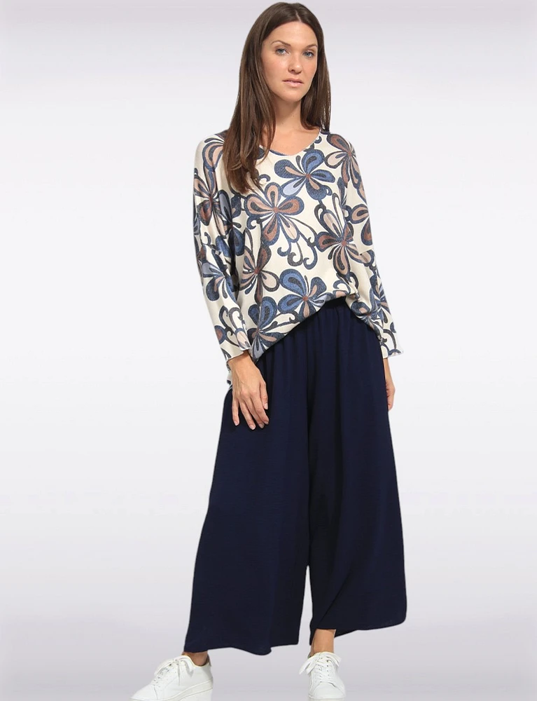 Chic Crinkle Flowy Wide Leg Pant With Elastic Waist Band By Froccella