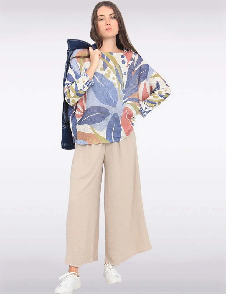 Chic Crinkle Flowy Wide Leg Pant With Elastic Waist Band By Froccella