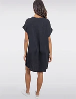 Elegant Flowy Solid Short Sleeve V-Neck Loose Fit Dress by Froccella