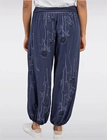 Flowy Ruched Waistband Elastic Hem Floral Print Balloon Pants by Froccella