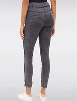 Crinkled Drawstring Waistband Rhinestone Stretch Cropped Pants by Froccella