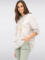 Chic High-Low Hoodie with Golden Metallic Heart Design by Froccella