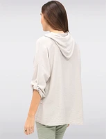 Chic High-Low Hoodie with Golden Metallic Heart Design by Froccella