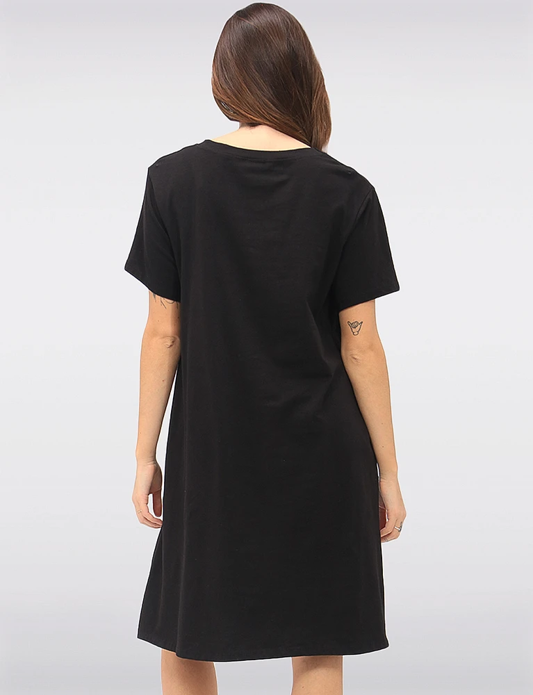 Abstract Face Print Round Neck Short Sleeve Cotton T-Shirt Dress by Froccella