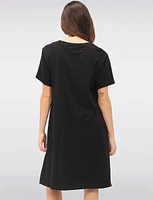 Abstract Face Print Round Neck Short Sleeve Cotton T-Shirt Dress by Froccella