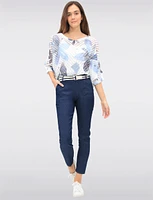 Chic Crochet Floral 3/4 Dolman Sleeve Top with Scoop Neckline by Froccella