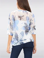 Chic Crochet Floral 3/4 Dolman Sleeve Top with Scoop Neckline by Froccella