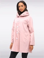 Loose Fit Reversible Pink & Grey Pleated Hood Button Front Raincoat by UBU