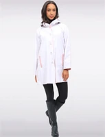Loose Fit Reversible Pink & Grey Pleated Hood Button Front Raincoat by UBU