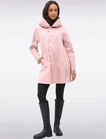 Loose Fit Reversible Pink & Grey Pleated Hood Button Front Raincoat by UBU