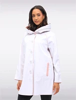 Loose Fit Reversible Pink & Grey Pleated Hood Button Front Raincoat by UBU