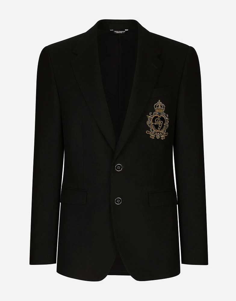 Single-breasted wool and cashmere jacket with DG patch