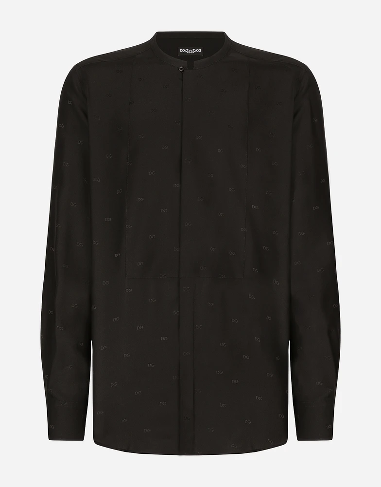 Silk Martini-fit shirt with plastron