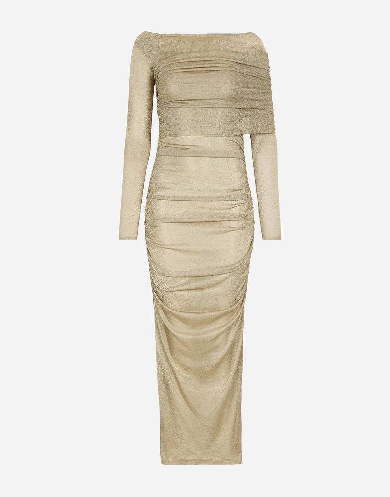Lurex mesh calf-length dress