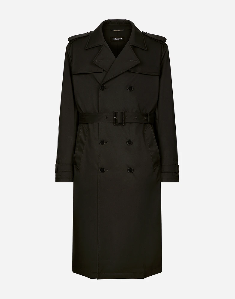 Nylon double-breasted trench coat