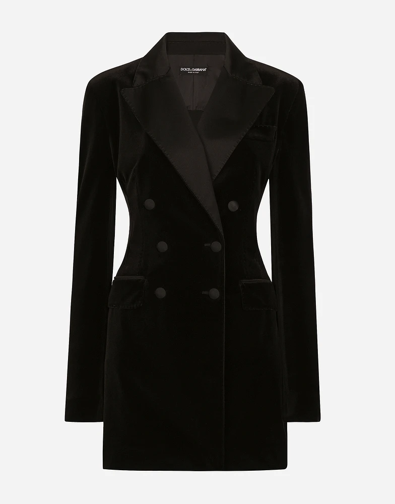 Double-breasted velvet Turlington jacket