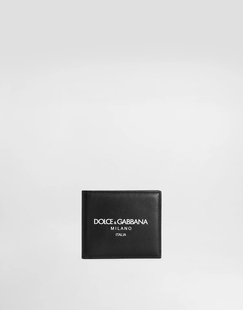 Calfskin bifold wallet with logo