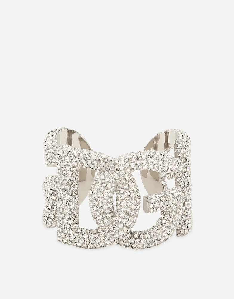 Rigid rhinestone-detailed bracelet with DG logo