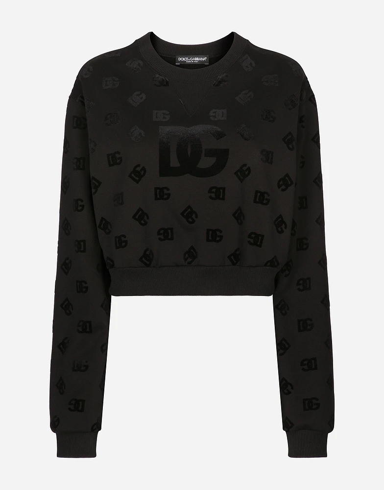 Jersey sweatshirt with flocked DG logo print