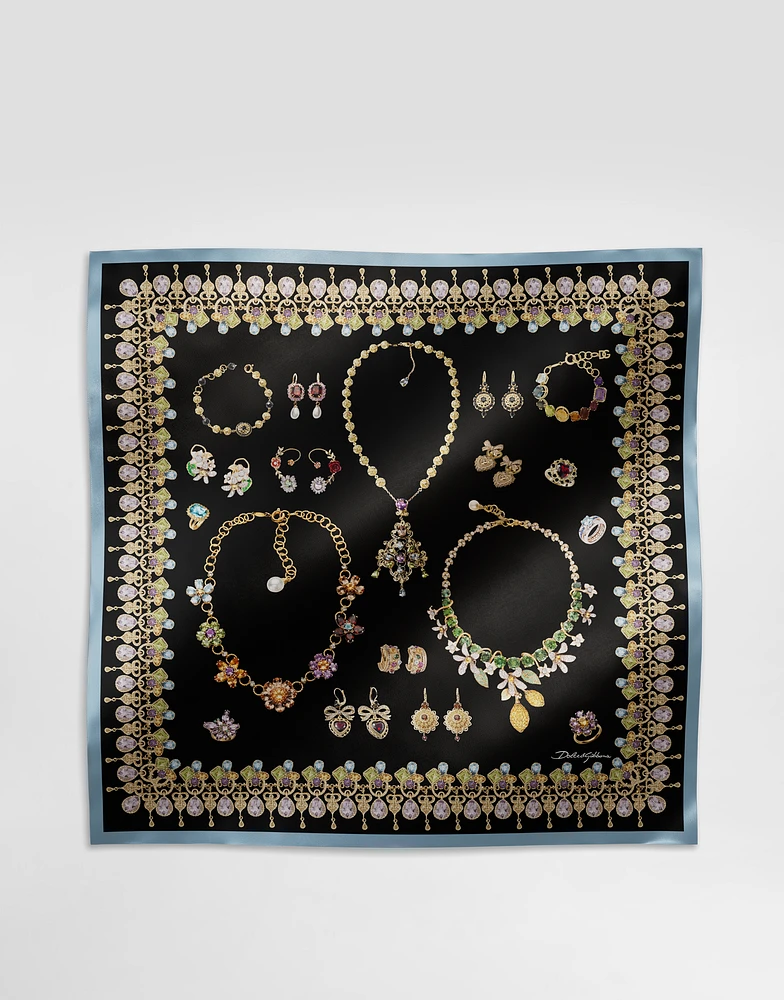 Jewelry-print silk twill foulard (70x70)