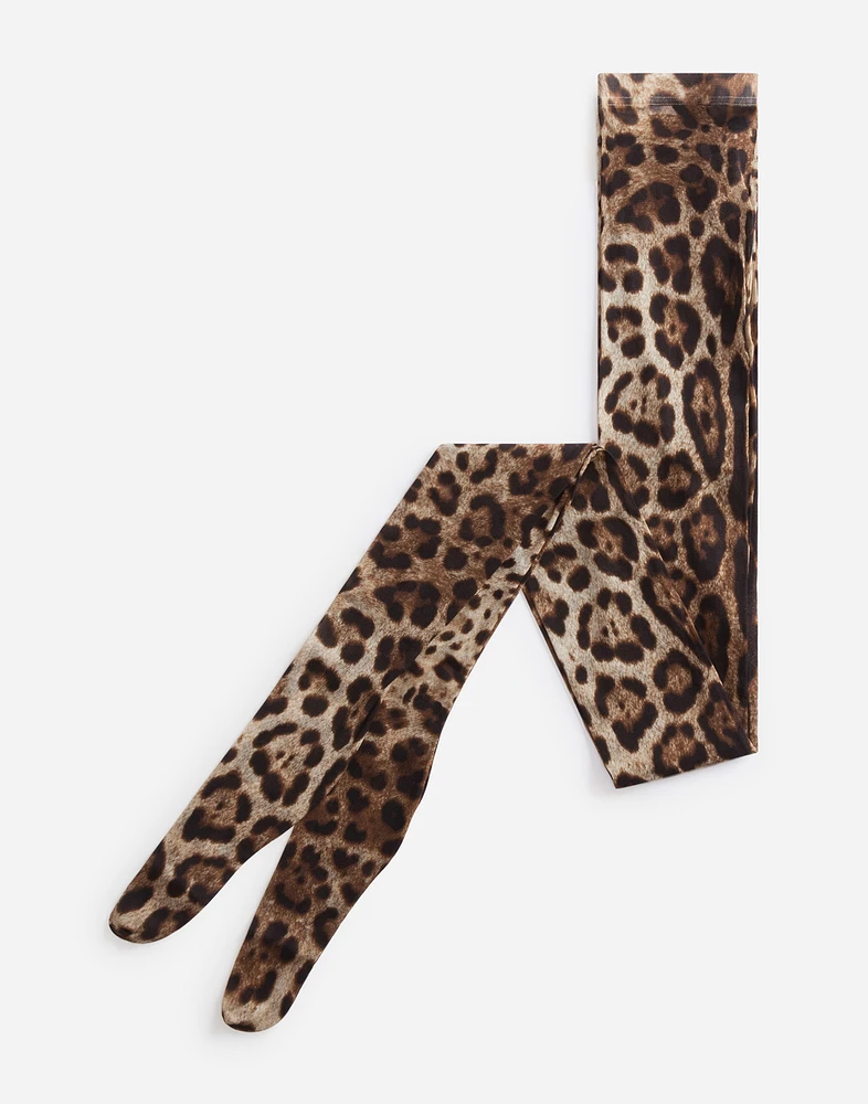 Leopard-print tulle tights