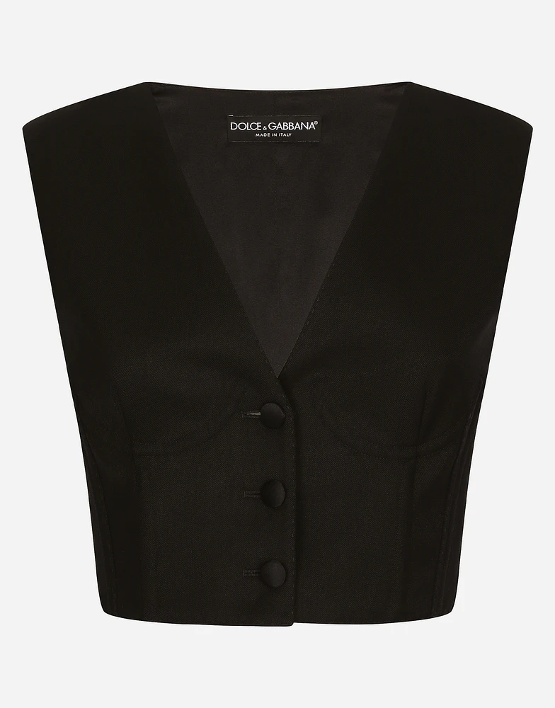 Cropped cady waistcoat with corset details